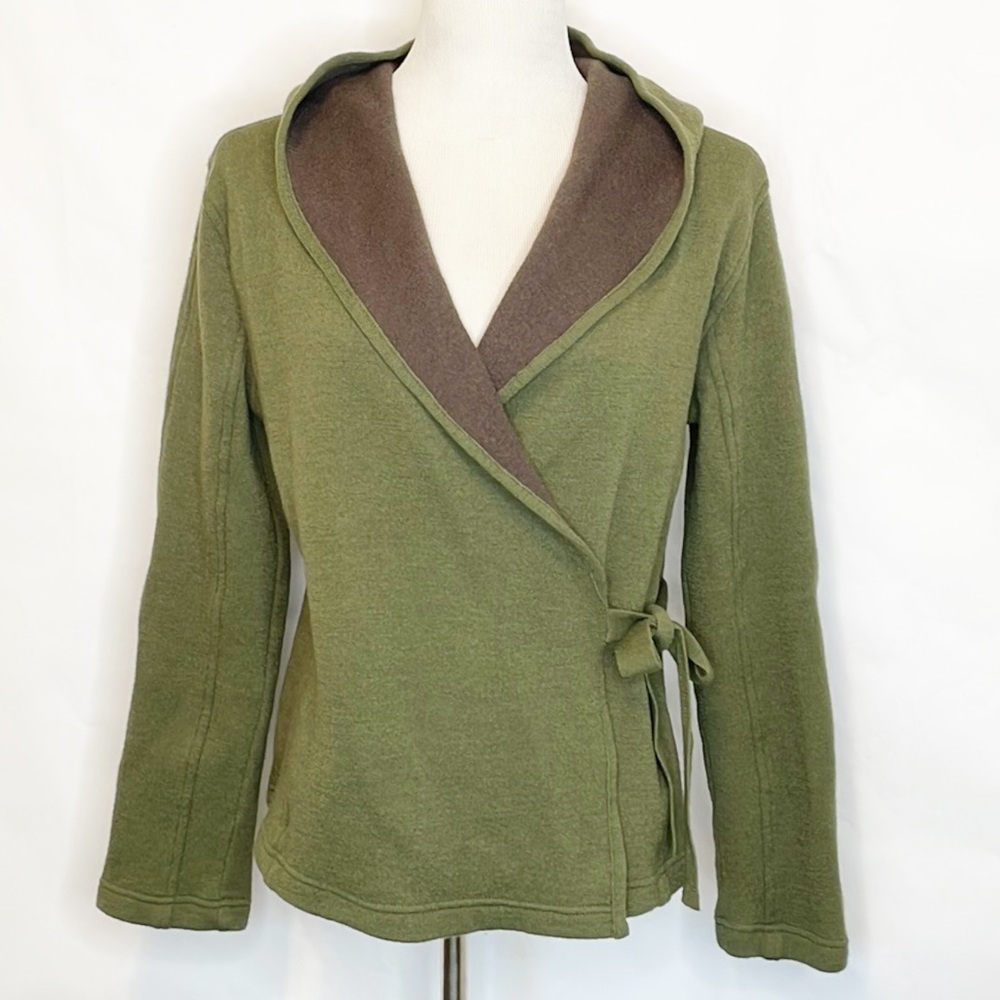 Title Nine Wrap-It-Up Hooded Cozy Marino Wool Jacket (L)